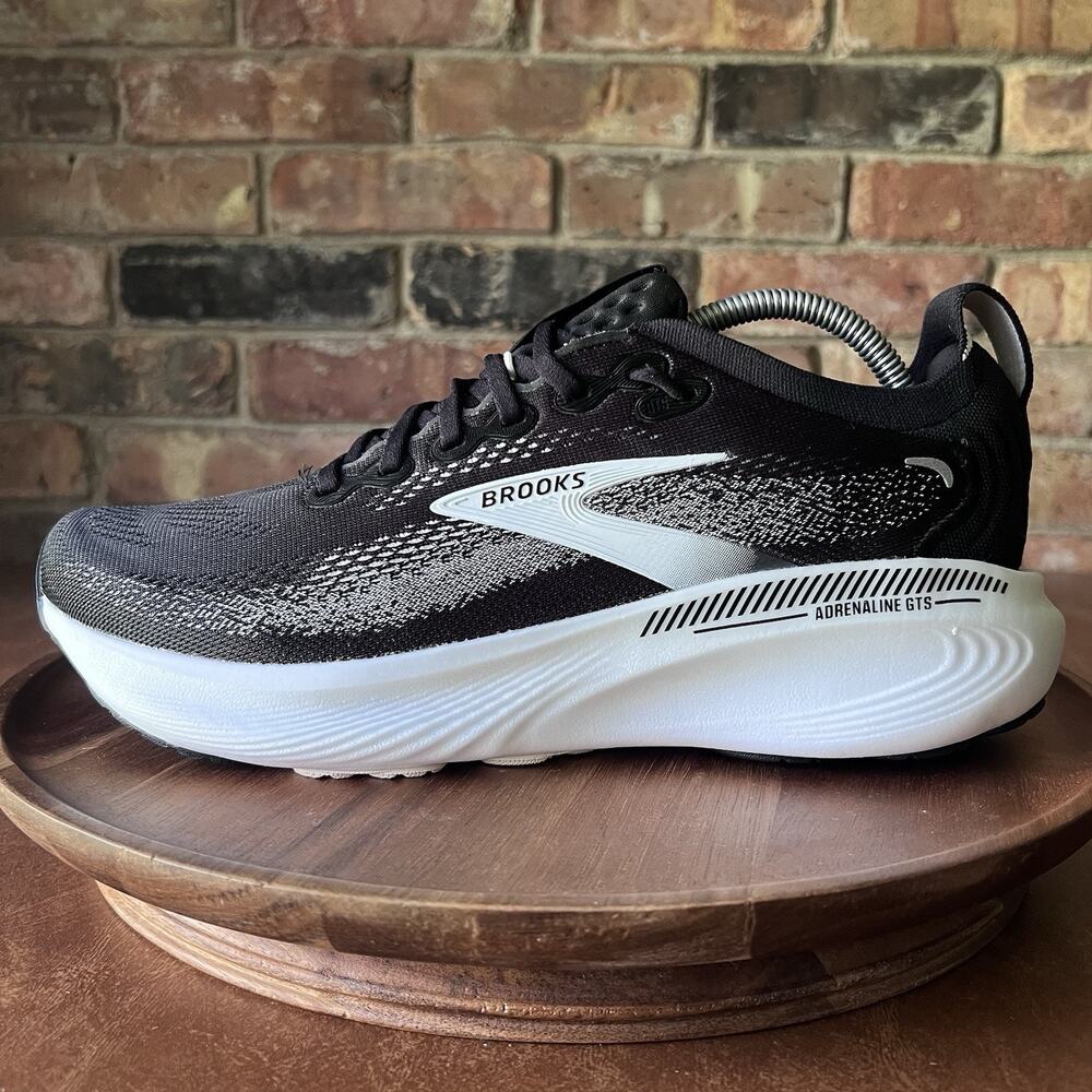 Brooks Adrenaline GTS 25 Supportive Men's 10 Black White Running Shoes Sneakers